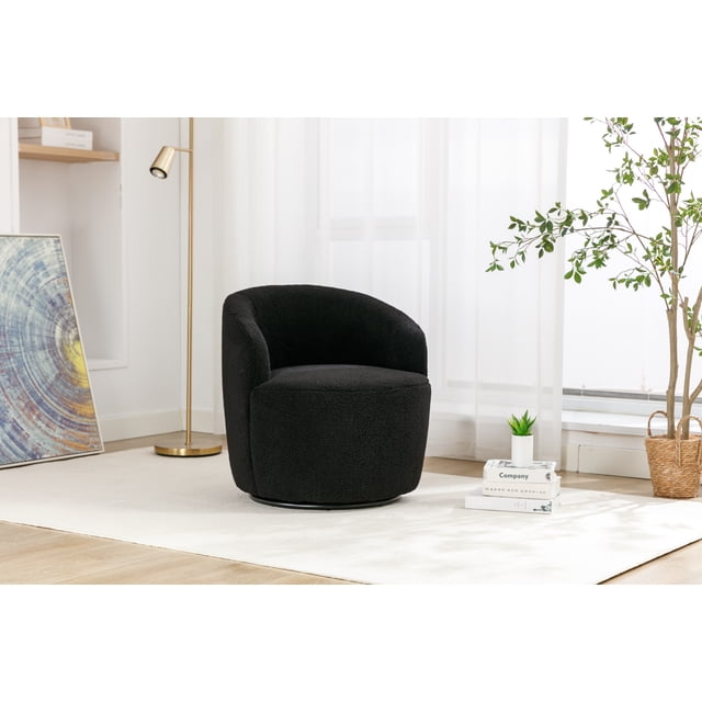 KOSSMAI Chaise d'Appoint Pivotante en Tissu Teddy Doux pour Salon, Chambre, Bureau