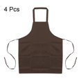 thumbnail image 3 of Unique Bargains 4pcs Kitchen Cooking Aprons 75x65cm Polyester Artist Painting Apron with 2 Pockets for Women Men Chef, Brown, 3 of 5