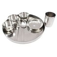 thumbnail image 2 of Indian Art Villa Steel Hammered 8 Pieces Thali Set with 1 Thali (12 Inches), 3 Bowls, 1 Halwa Plate, 1 Dessert Spoon, 1 Flat Hammered Glass, and 1 Dessert Fork (Pack of 1 Dinner Set), 2 of 3