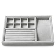 thumbnail image 3 of Oirlv 4-in-1 Gray Velvet Jewelry Tray, 13.78"x9.45" Jewelry Drawer Organizer Inserts, Stackable Jewelry Trays for Rings & Ear Studs, 3 of 7