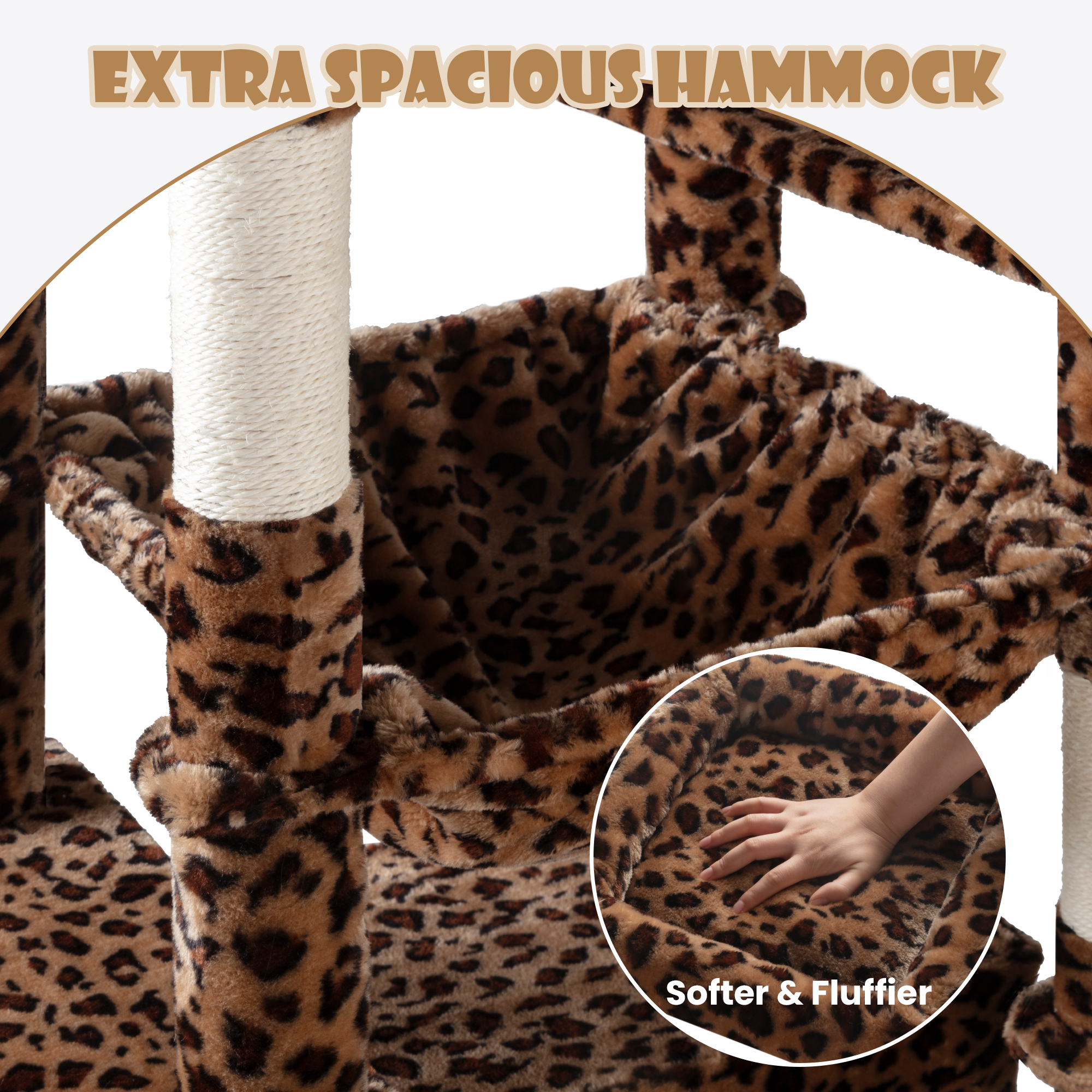 Sha Cerlin 81" Large Cat Tree Tower with Cat Condo & Hammock, Multi-Level & Sisal Scratching Post, Leopard Print