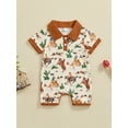 thumbnail image 3 of Musuos Baby Boys Summer Cute Romper 3M 6M 12M 18M Short Sleeve Button Lapel Western Elements Print Jumpsuit Infant Playsuit, 3 of 9