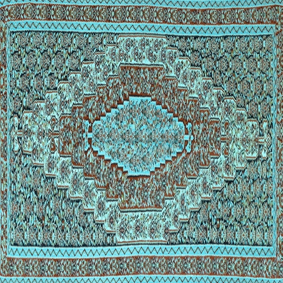 Ahgly Company Indoor Square Persian Light Blue Traditional Area Rugs, 7' Square