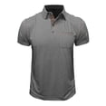 thumbnail image 1 of Summer European And American Men's Short Sleeved Men's Lapel T-shirt Color Blocking Top 2XL, 1 of 5