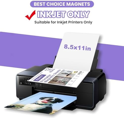 Printable Magnetic Sheets 8.5x11 Inches Matte Magnet Paper Sheet 24 Pcs Non Adhesive Magnetic Paper for Inkjet Printers, Flexible Magnet Photos for DIY Crafts