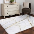 thumbnail image 3 of Gray Marble 3x5 Area Rugs for Living Room, Gold Lines Abstract Crack Modern Art Non Slip Floor Mat Washable Low-Profile Indoor Carpet for Bedroom, Dining Room, Bathroom, 3 of 9
