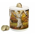 thumbnail image 1 of Fall Piggy Bank, White Birch Trees Autumn Leaves Growth Wilderness Ecology Calm Serene View Print, Ceramic Coin Bank Money Box for Cash Saving, 3.6" X 3.2", Multicolor, by Ambesonne, 1 of 4