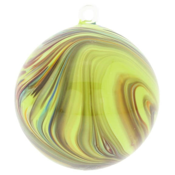 GlassOfVenice Murano Glass Chalcedony Christmas Ornament - Green Swirl