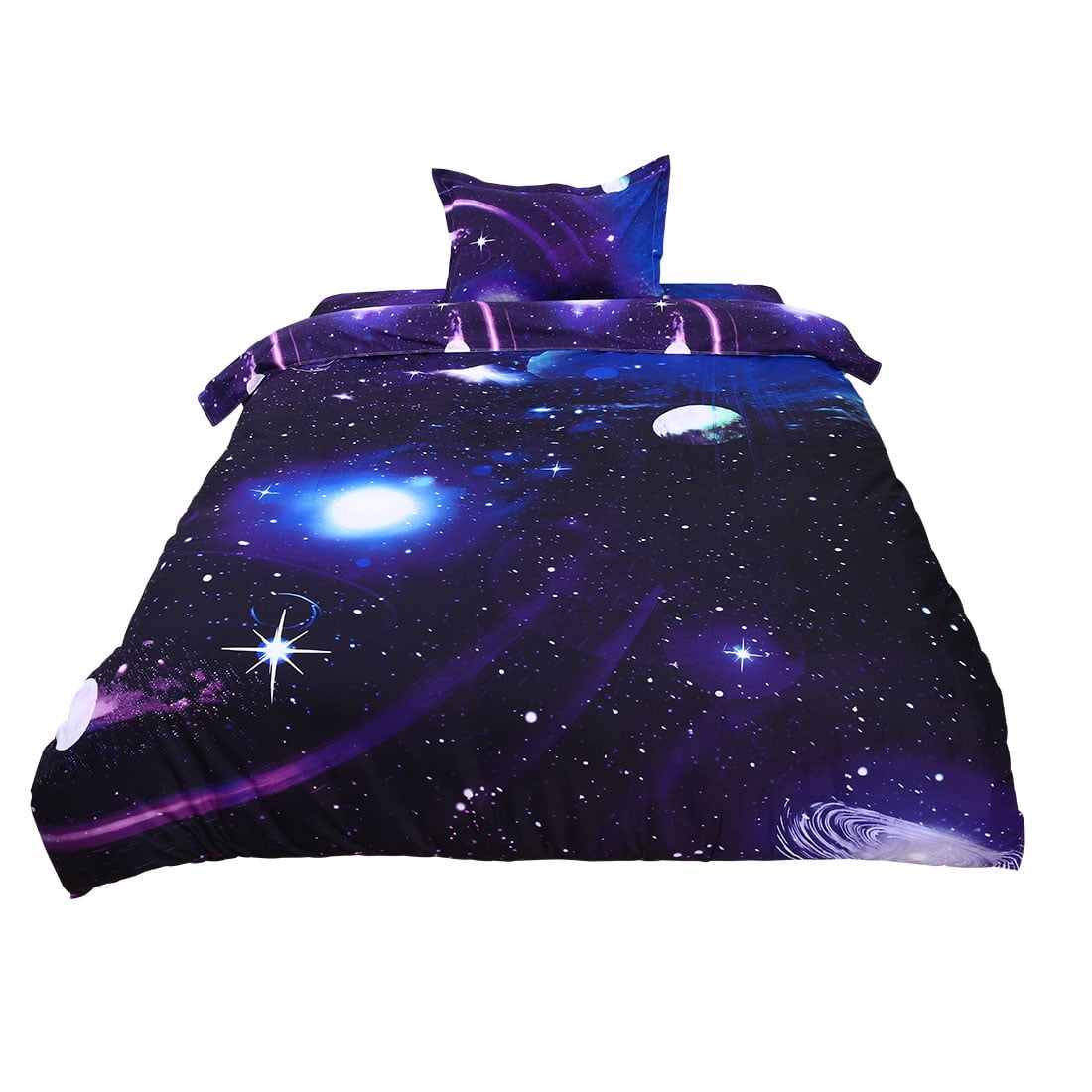 Star Sky Moon Night Duvet Cover Dark Purple Single Size 3pcs
