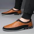 thumbnail image 6 of Men's Leather Casual Loafers Business Adjustable Breathable Comfortable Working Hand-Sewed Shoes Brown 7.5 US, 6 of 7