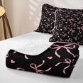 thumbnail image 4 of Manfei Pink Bows Love Hearts Black Print Twin Quilt Set for Girls, Cute Ribbon Bows Twin Coverlet Set, 4 of 7
