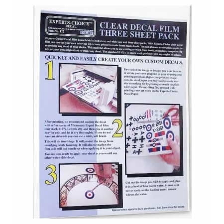 - Clear Inkjet Decal Sheets Three Pack Bare Metal Foil