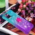 thumbnail image 4 of Glitter Case for Apple iPhone 15 Plus for Women Girls, Bling Sparkle Colorful Gradient Quicksand Waterfall Soft TPU Liquid Cover Case with Ring Stand for iPhone 15 Plus JB-Green Purple, 4 of 14