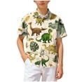 thumbnail image 5 of Ulanda Boys Hawaiian Shirts Novelty Printed Funky Short Sleeve Button Down Shirt Kids Aloha Luau Shirt 7-14T (Green, 11-12 Years), 5 of 7