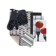 Kitchen Linens Basics Set, Eight Pack, Charcoal
