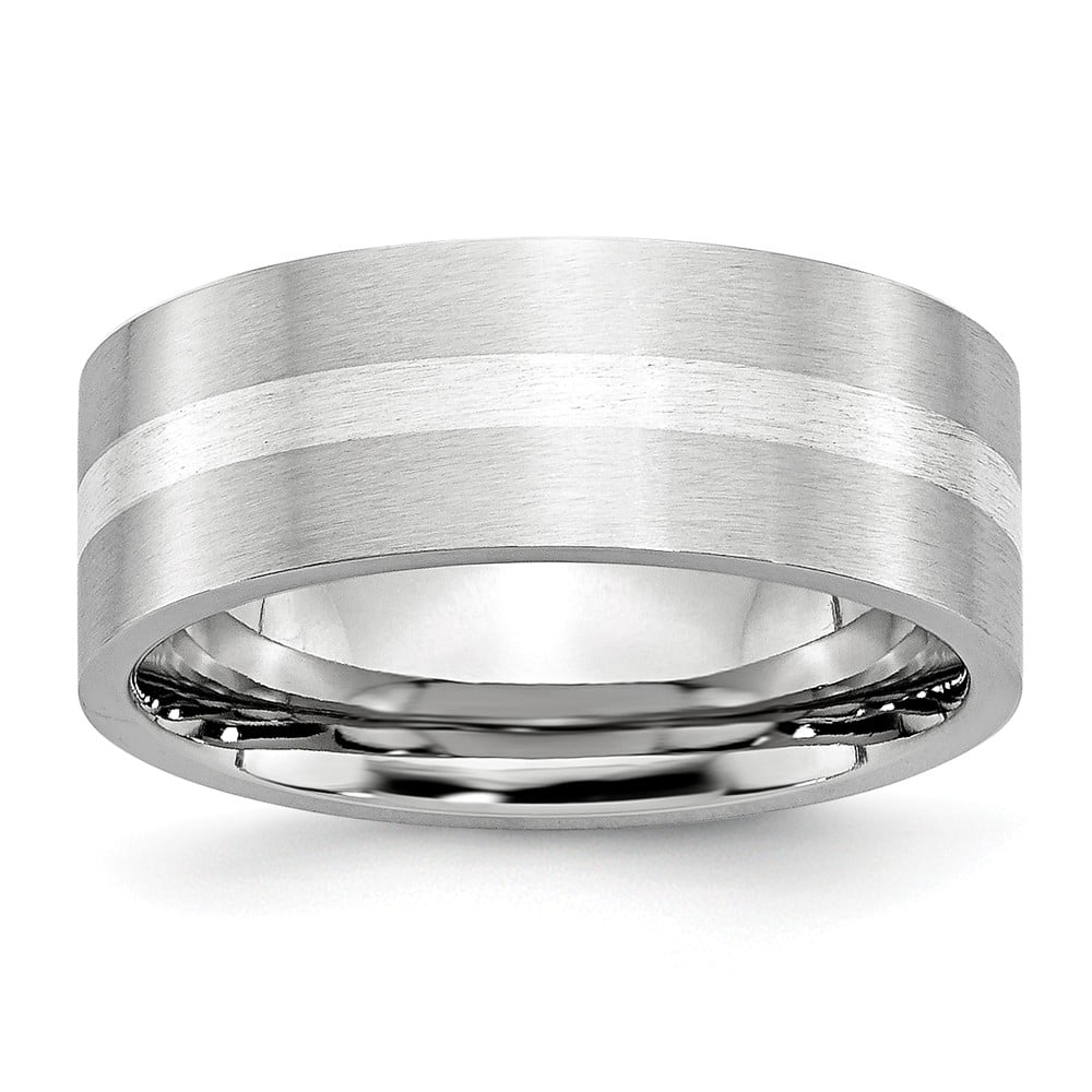Mireval Sterling Silver 8mm Flat Band