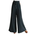 thumbnail image 2 of Dream Lifestyle Wide Leg Pants Solid Color Elastic Waist Cotton Linen Drawstring Long Trousers Spring Summer Loose Casual Pants Women Clothing, 2 of 8