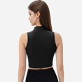 thumbnail image 4 of Active Women's Zip-Up Mock Neck Crop Top with Sleeveless Design - X Large, Black, 4 of 5