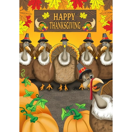 Toland Home Garden Turkey Photobomb Fall Thanksgiving Flag Double Sided 12x18 Inch