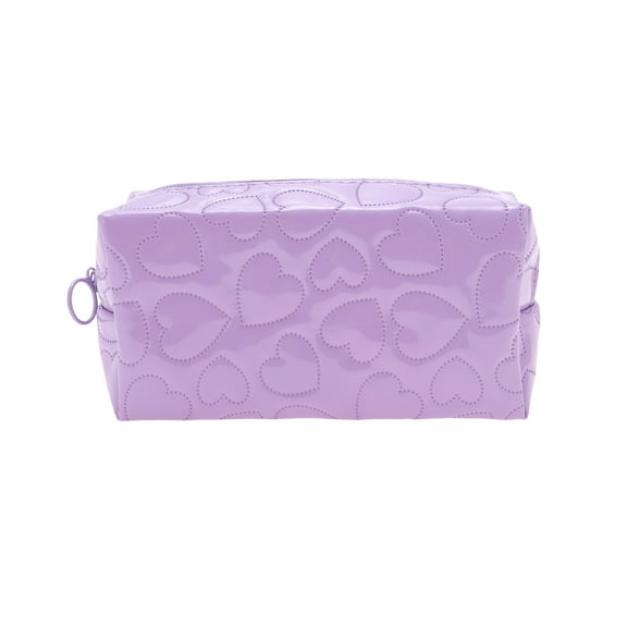 Unique Bargains 1 Pc Pillow Shape Heart Makeup Bag Purple PU