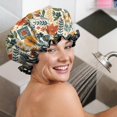 thumbnail image 5 of Shower Caps,Pioneer Flower Floral Print Pattern Waterproof Shower Cap for Women 4 Pieces,Double Reusable Hair Cover for Shower PEVA Elastic Stretch Hem, 5 of 7