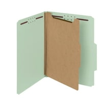 Smead® Pressboard Classification Folders, 1 Divider, Letter Size, 100% Recycled, Gray/Green, Box Of 10