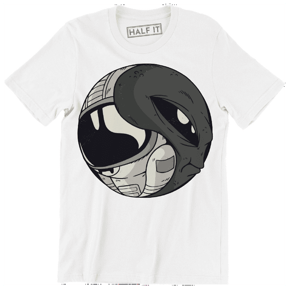 Astronaut And Alien Form To Ying Yang Symbol Men's T-Shirt