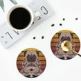 thumbnail image 4 of Naloa Pug dog Yoga Leather Coasters for Drinks, Durable Drink Coasters 4 Set for Tabletop Protection, Luxurious Home Décor and Housewarming Gift ( {designName})Round Shape, 4 of 6