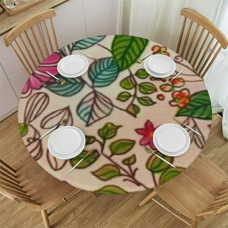

Sheronv Round Table Cover Stain Resistant and Washable for Indoor Outdoor Decor Kitchen Dining Wedding Parties - 100% Polyester Fiber Washable Home Kitchen Outdoor Decoration Fitted 54 -58