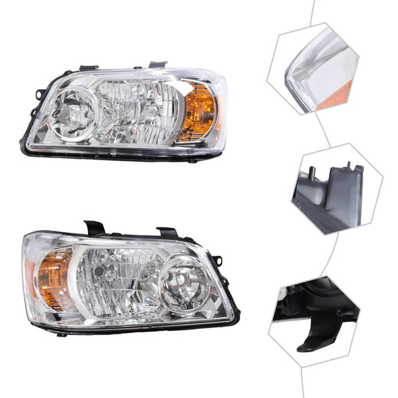 Left & Right Lamps 1 Pair Headlights Front for Toyota Highlander 2004 2005 2006