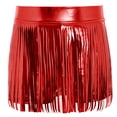 thumbnail image 3 of Hansber Kids Girls Metallic Shorts Hip Hop Jazz Dance Performance Cheerleading Tassels Skirts Dancewear Red 16, 3 of 5