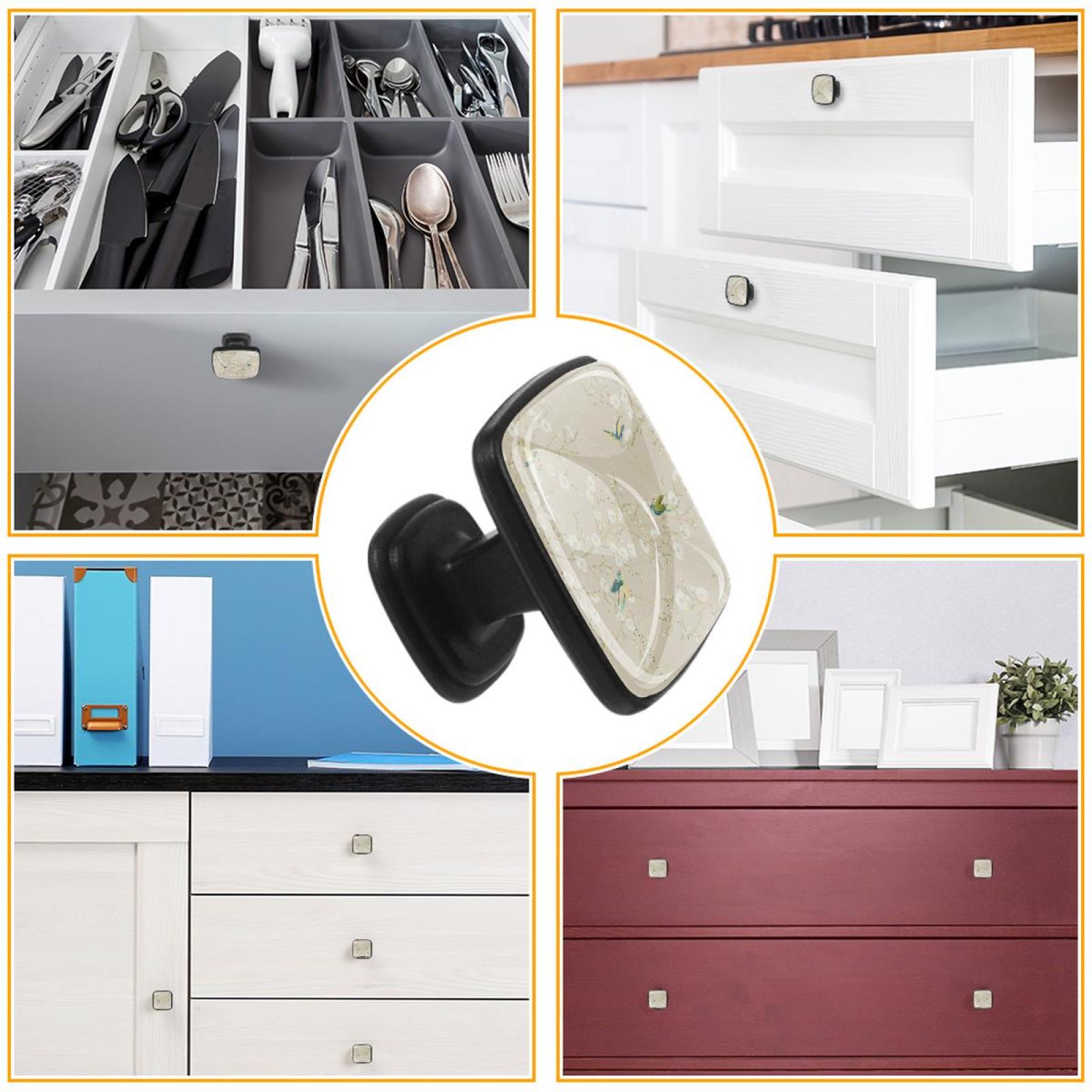 4 Pcs Cabinet Handle Drawer Pulls Spring Bird Knobs with Screws Square Furniture Office Cabinet Knob Decoration