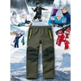thumbnail image 7 of POENTAB Boys Snow Pants, Girls Kids Youth Outdoor Fleece-Lined Expandable Waist SoftShell Fishing Ski Insulated Pant Green Size 15-16, 7 of 7