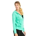thumbnail image 2 of Sofra Women's Cotton Comfort Zip Up Hoodie Jersey Sweater - Mint - Small, 2 of 3