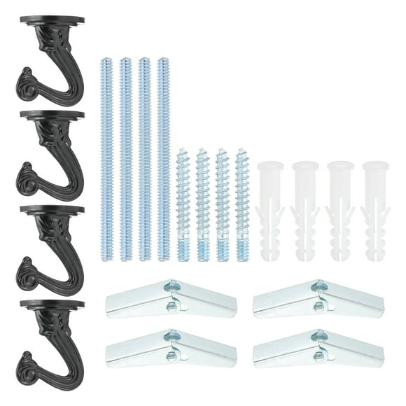 Uxcell Swag Hooks Heavy Duty Ceiling Hooks with Hardware Installation for Plants and Chandeliers Black