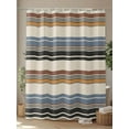 thumbnail image 4 of Fsddascl Brown Blue Striped Shower Curtain Set - Standard 72" x 72" Washable Bathtub Curtain with 12 Hooks, Farmhouse Vintage Stripe Waterproof Fabric Stall Shower Curtains for Bathroom/Bathtub, 4 of 6