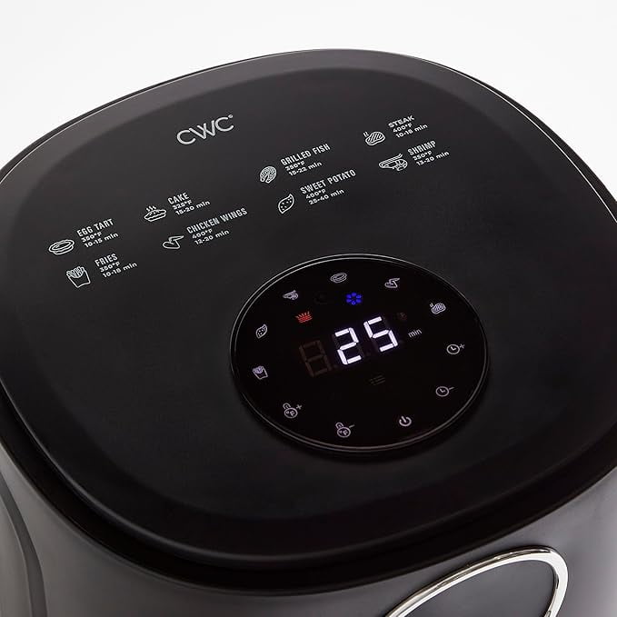 COOK WITH COLOR Air Fryer, 4Qt Glass Air Fryer, 1200W, 6 Presets, Black