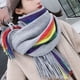 thumbnail image 2 of Minnieouse Manténgase a la moda y acogedor, bufandas gruesas a rayas femeninas, borlas, bufandas cálidas informales, cálidas y acogedoras Accesorios de disfraces, 2 of 6