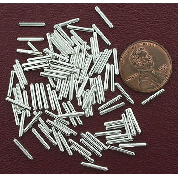 100 ONE HUNDRED 9.5mm SILVER PLATED TUBE BEADS AF17