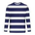 thumbnail image 5 of Zylanna Men's T-Shirts Tee, Striped Long Sleeve Stretchy Crew Neck Casual Tops for Man Blue, 5 of 5