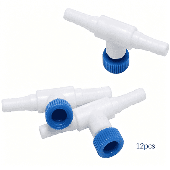ACDANC Aquarium Control Valves for Aquarium Air Pump Single Way Plastic Air Flow Control Regulator for 3/16" Id Tubing 12 Pack(White&Blue)