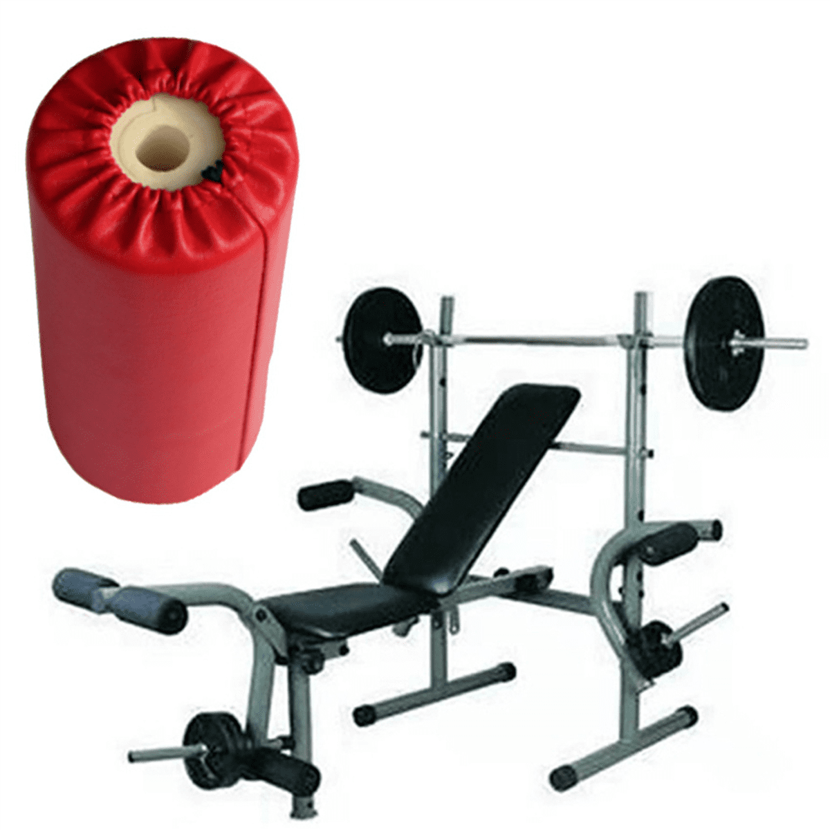 2X PU Leather Foam Foot Pad Sponge Roller Support Workout Exercise Equipment for Home Gym Weight Bench Workout Machine,2 x Foam Foot Pad Roller for Fitness Equipment,Red