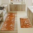 thumbnail image 4 of Faptoena Fall Thanksgiving Kitchen Rugs Set of 2,Eucalyptus Orange Hello Fall Leaves Farmhouse Floor Mats and Rugs Non Skid Washable for Kitchen Home Decor (17"x47"+17"x30"), 4 of 6