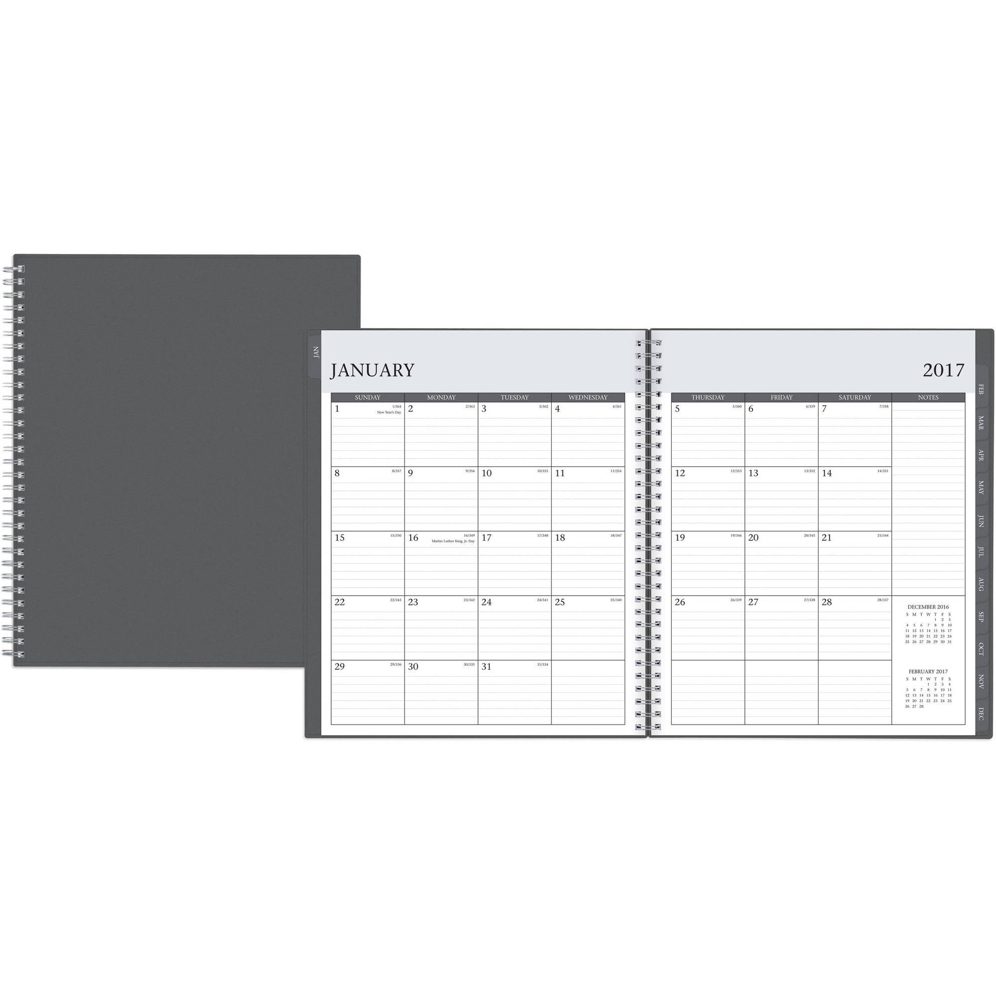 Blue Sky Enterprise Black 8' x 10' Monthly Planner, 2017
