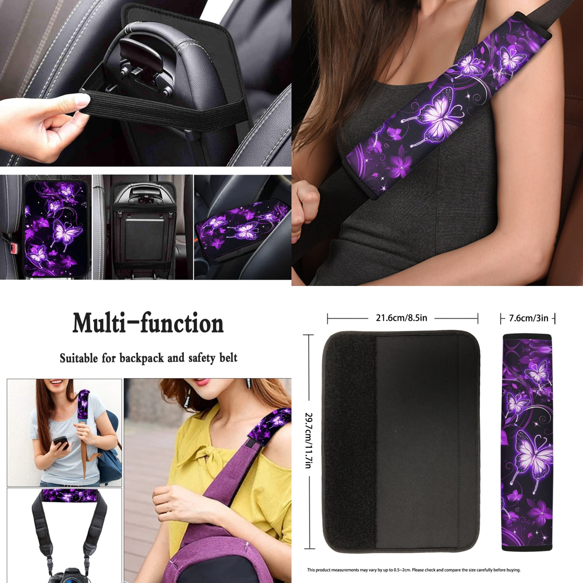 Jeiento 13 Pack Butterfly Car Seat Cover Set for Front and Rear, Auto Interior Accessories Full Set for Women Men Purple Car Seat Protective Universal Fits for Cars, SUV, Truck, Sedan, Van