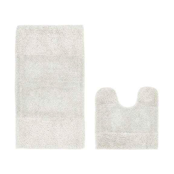 Better Trends 2 Piece Bathroom Rug Set 100% Cotton Non-Slip Washable Bath Mat, Soft & Absorbent Bath Rugs for Bath Room, Shower, Bathtub & Spa Floors Sand Granada Collection