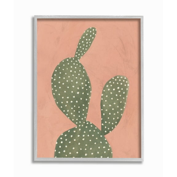 The Stupell Home Decor Painted Coral Cacti Gray Framed Texturized Art