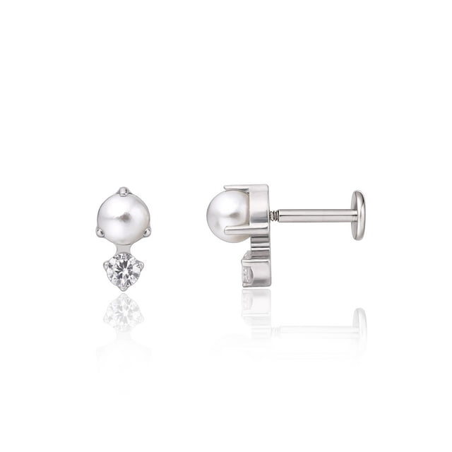 Piercing Jewelry Limerencia Titanium 18g CZ Pearl para mujer/hombre