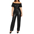 thumbnail image 5 of Ihhxva Women's 2 Piece Outfits off Shoulder Jumpsuit Set Summer Fit Sparkle Wide Leg Glittery Sequin Evening Party Stretchy Flowy Casual S-3XL, 5 of 9