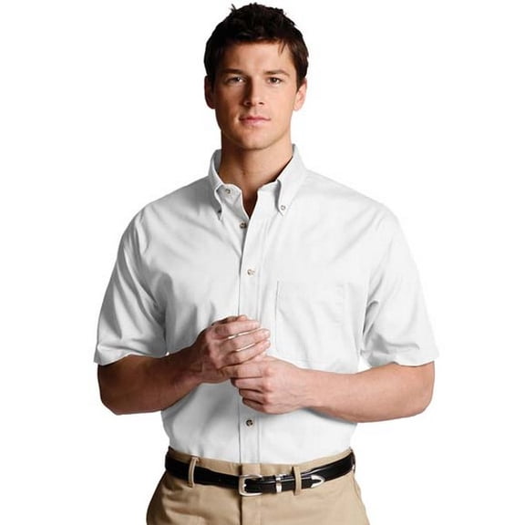 Men's Big And Tall Button Down Poplin Shirt, WHITE, 2XLT